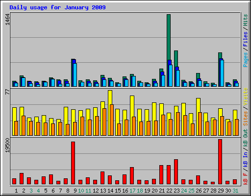 Daily usage for January 2009