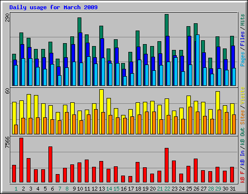 Daily usage for March 2009