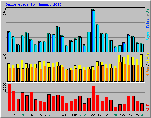 Daily usage for August 2013
