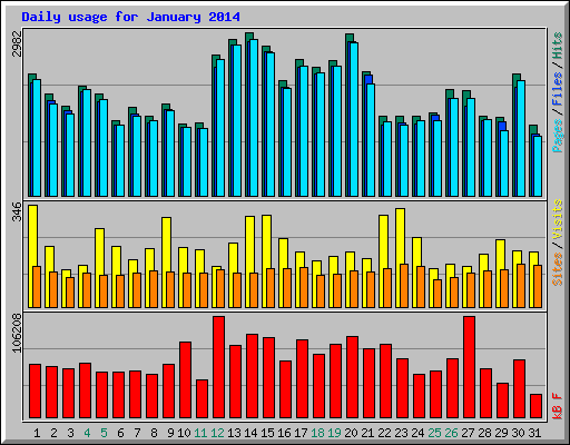 Daily usage for January 2014