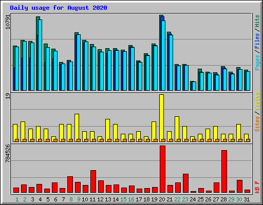 Daily usage for August 2020