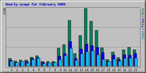 Hourly usage for February 2009