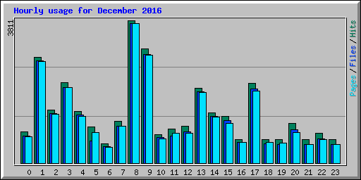 Hourly usage for December 2016