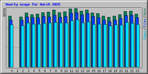 Hourly usage for March 2025